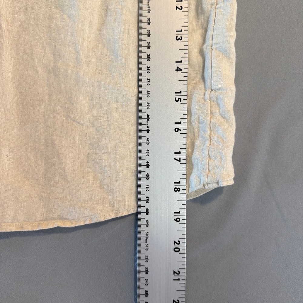 HM Oversized Linen Shirt Womens XS Beige Short Sleeve Button Front Coastal - Picture 8 of 9